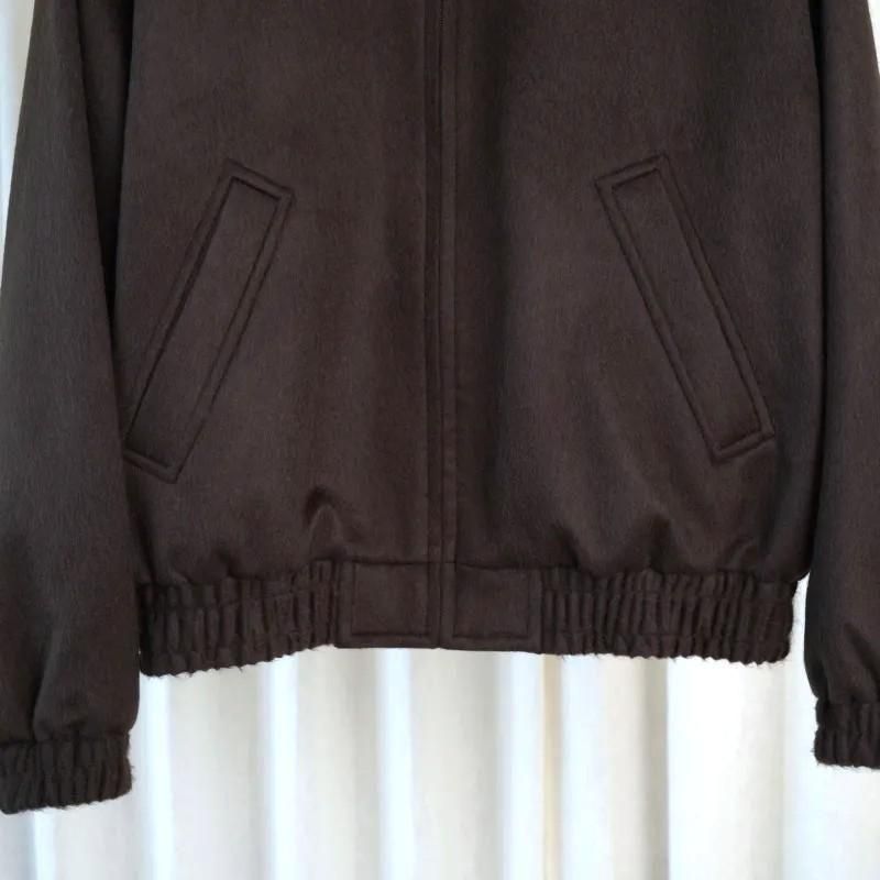 25A/WۡAURALEE ꡼ BABY CAMEL FLANNEL ZIP BLOUSON / DARK BROWN