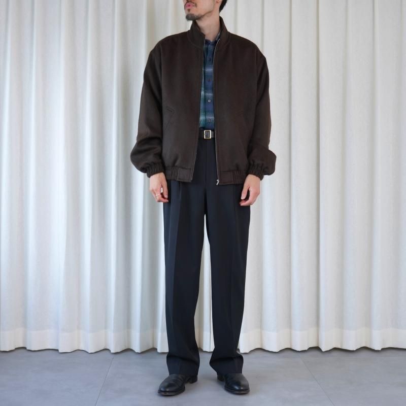 25A/WۡAURALEE ꡼ BABY CAMEL FLANNEL ZIP BLOUSON / DARK BROWN