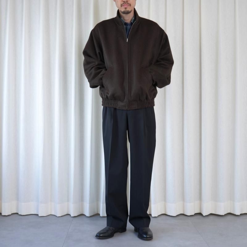 25A/WۡAURALEE ꡼ BABY CAMEL FLANNEL ZIP BLOUSON / DARK BROWN