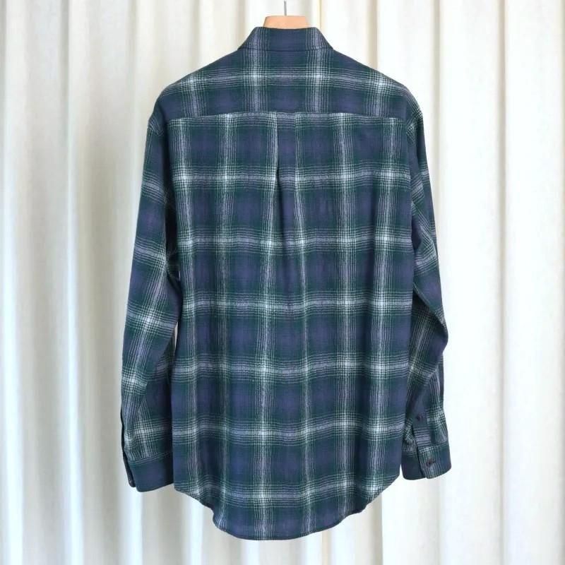 25A/WۡAURALEE ꡼ AIRY WOOL CHECK SHIRT / FOREST GREENNAVY
