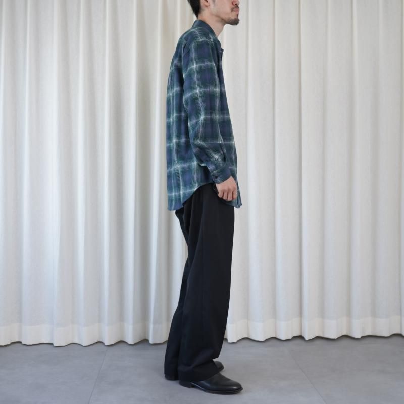 25A/WۡAURALEE ꡼ AIRY WOOL CHECK SHIRT / FOREST GREENNAVY
