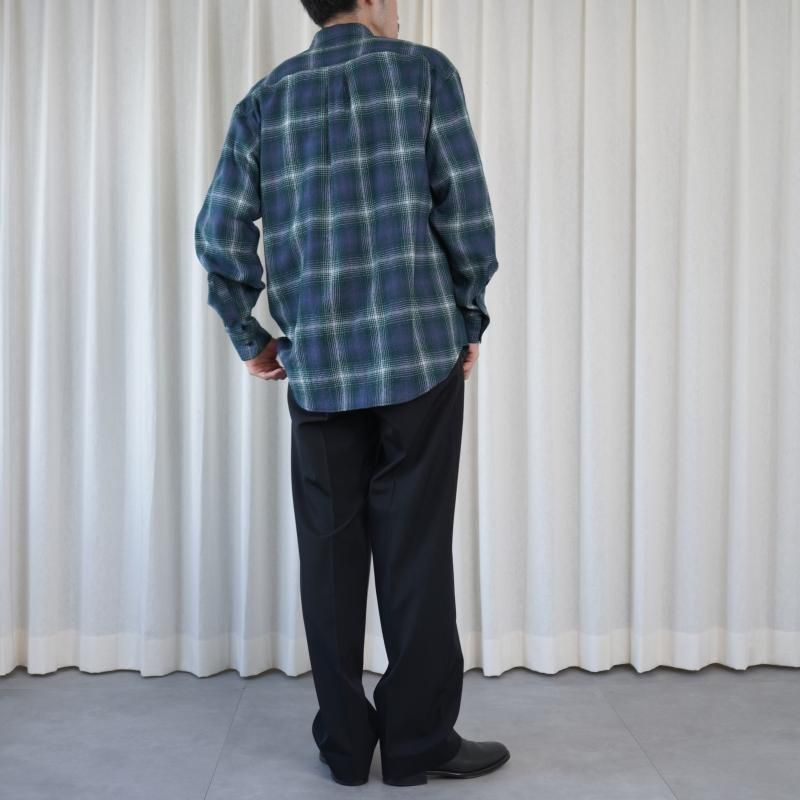 25A/WۡAURALEE ꡼ AIRY WOOL CHECK SHIRT / FOREST GREENNAVY
