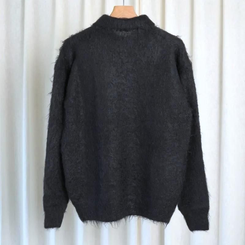 25A/WۡAURALEE ꡼ BRUSHED SUPER KID MOHAIR KNIT POLO / INK BLACK
