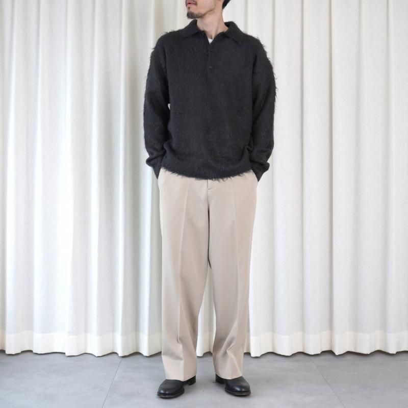 25A/WۡAURALEE ꡼ BRUSHED SUPER KID MOHAIR KNIT POLO / INK BLACK
