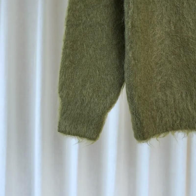 25A/WۡAURALEE ꡼ BRUSHED SUPER KID MOHAIR KNIT POLO / OLIVE
