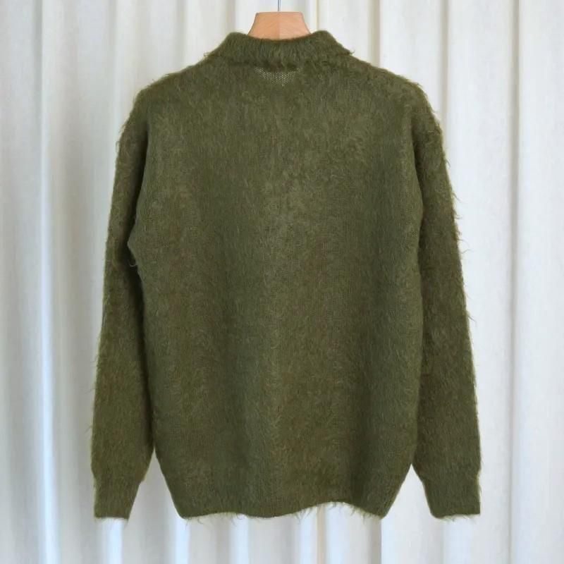 25A/WۡAURALEE ꡼ BRUSHED SUPER KID MOHAIR KNIT POLO / OLIVE
