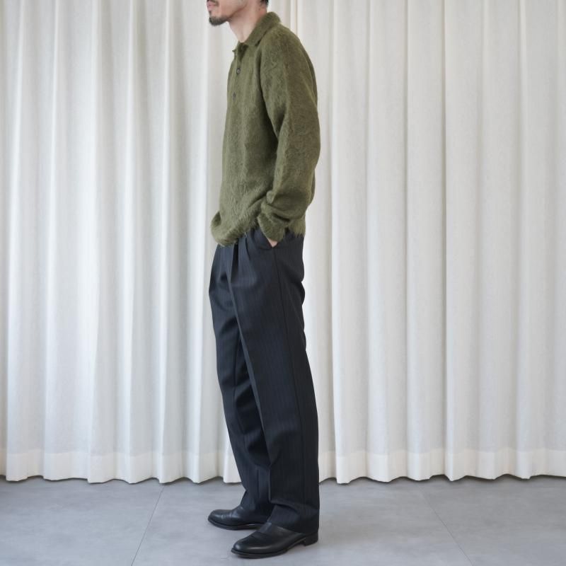 25A/WۡAURALEE ꡼ BRUSHED SUPER KID MOHAIR KNIT POLO / OLIVE
