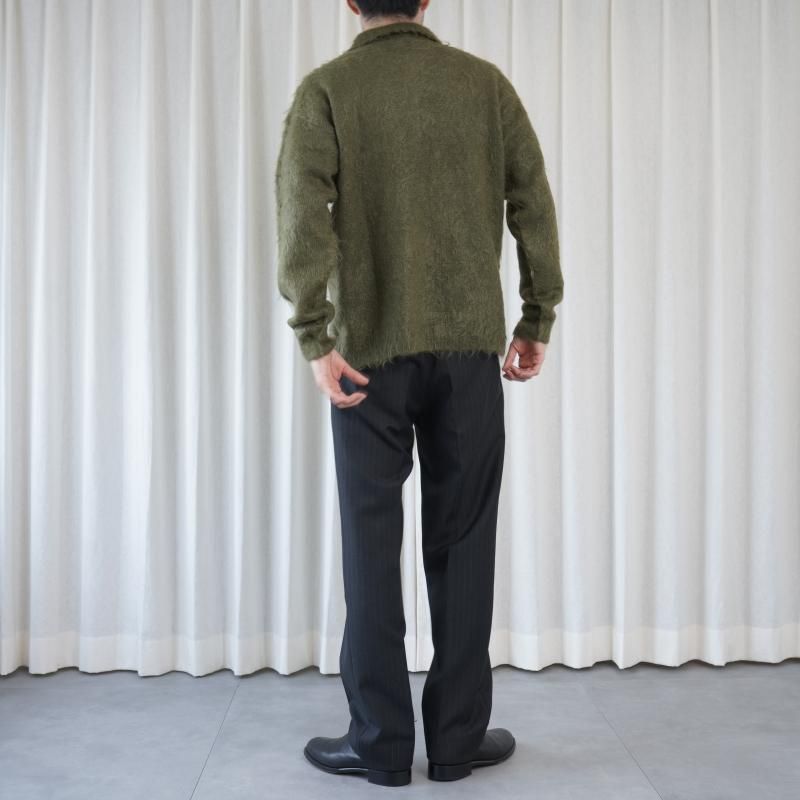 25A/WۡAURALEE ꡼ BRUSHED SUPER KID MOHAIR KNIT POLO / OLIVE

