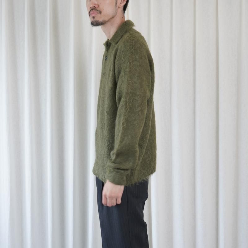 25A/WۡAURALEE ꡼ BRUSHED SUPER KID MOHAIR KNIT POLO / OLIVE
