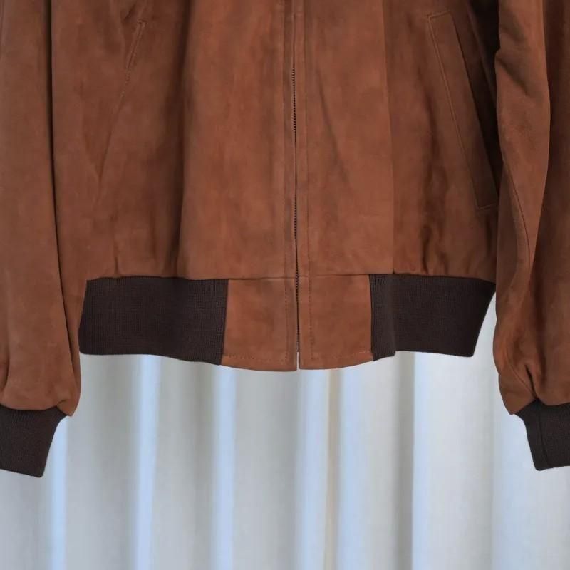 25A/WۡAURALEE ꡼ GOAT SUEDE ZIP BLOUSON / DARK BROWN