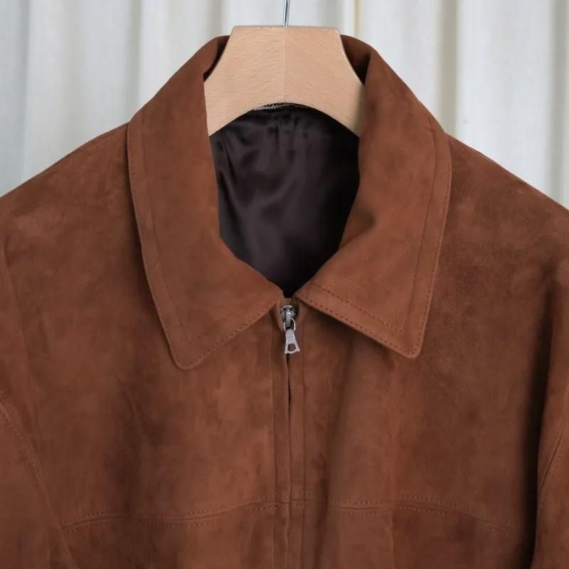 25A/WۡAURALEE ꡼ GOAT SUEDE ZIP BLOUSON / DARK BROWN