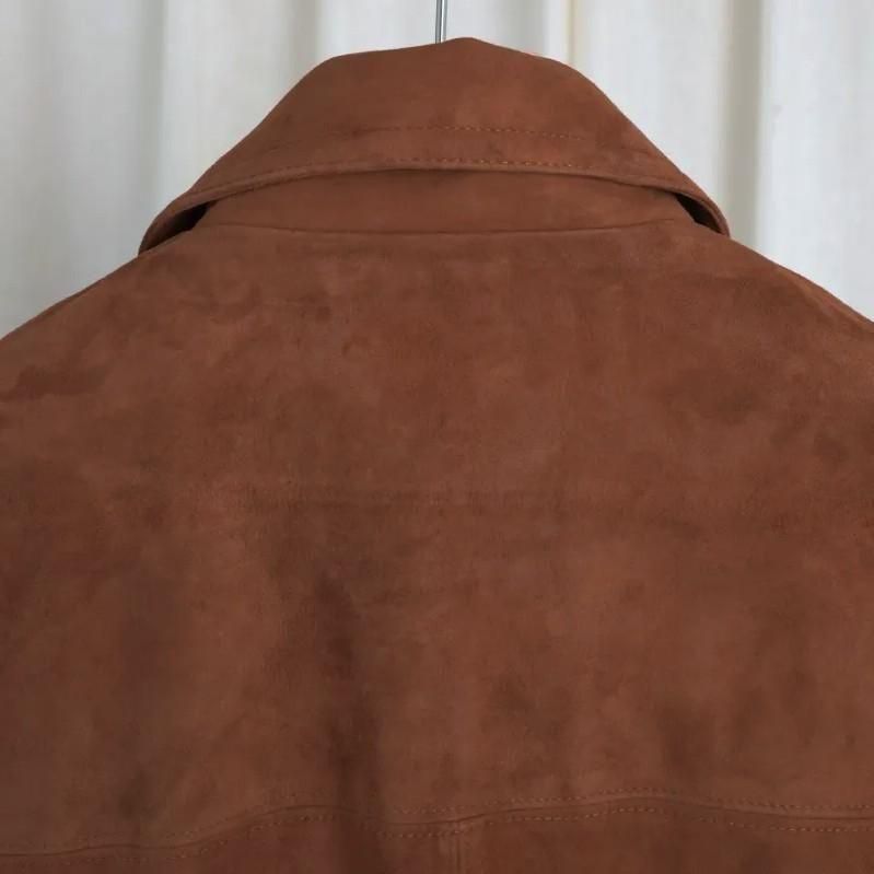 25A/WۡAURALEE ꡼ GOAT SUEDE ZIP BLOUSON / DARK BROWN