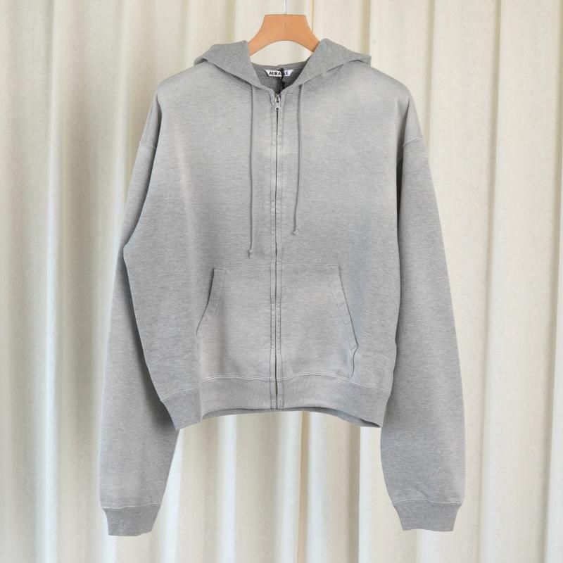 25A/WۡAURALEE ꡼ PRODUCT DYED PIMA LIGHT SWEAT ZIP PARKA / TOP GRAY