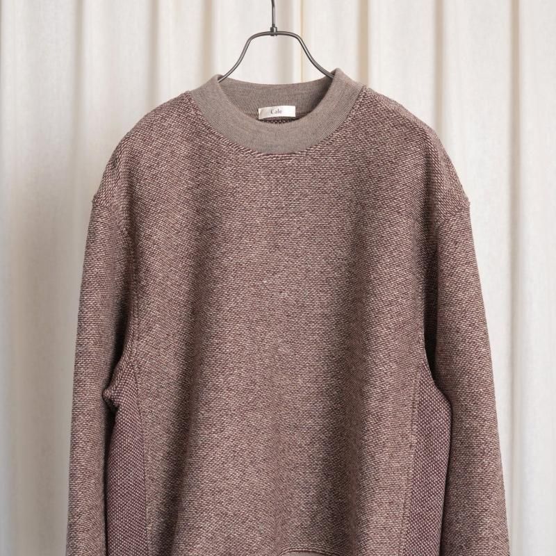 25A/WۡCale   SILK WOOl JACQUARD FLEECE PULLOVER  / BROWN