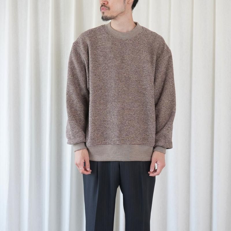 25A/WۡCale   SILK WOOl JACQUARD FLEECE PULLOVER  / BROWN