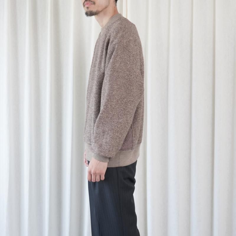 25A/WۡCale   SILK WOOl JACQUARD FLEECE PULLOVER  / BROWN
