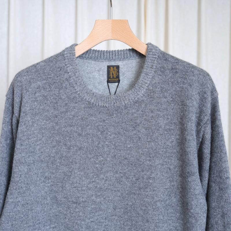 25A/WۡBATONER Хȥʡ BABY ALPACA KURUMI TENJIKU CREW NECK  / GRAY
