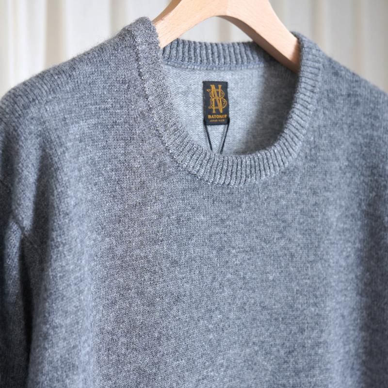 25A/WۡBATONER Хȥʡ BABY ALPACA KURUMI TENJIKU CREW NECK  / GRAY
