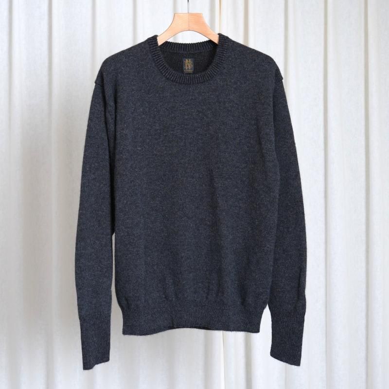 【25A/W】【BATONER バトナー】 BABY ALPACA KURUMI TENJIKU CREW NECK / CHARCOAL