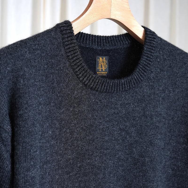 25A/WۡBATONER Хȥʡ BABY ALPACA KURUMI TENJIKU CREW NECK  / CHARCOAL
