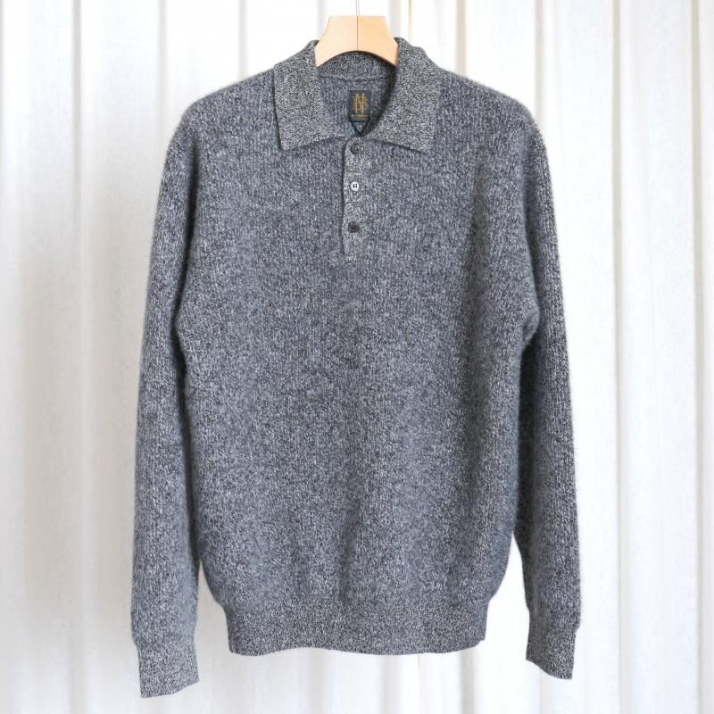 【25A/W】【BATONER バトナー】 CASHMERE FOX POLO / IVORY×BLACK