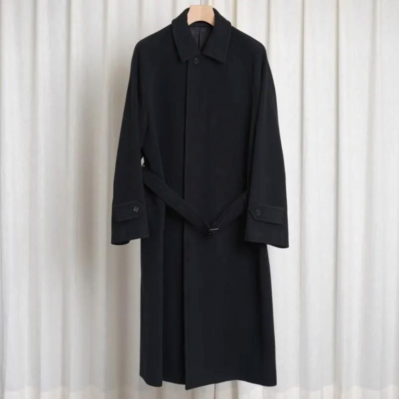 【25A/W】【AURALEE オーラリー】 SUPER FINE WOOL MOSSER SOUTIEN COLLAR COAT / BLACK