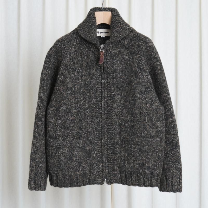 【25A/W】【Slopeslow スロープスロウ】 YAK/LAMB MULTI PLY HAND KNITTING COWICHAN SWEATER / CAMO