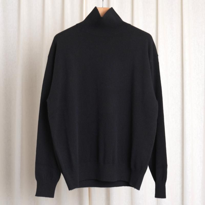 25A/WۡAURALEE ꡼ BABY CASHMERE KNIT TURTLE / TOP BLACK