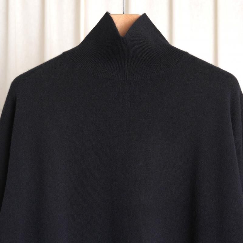 25A/WۡAURALEE ꡼ BABY CASHMERE KNIT TURTLE / TOP BLACK