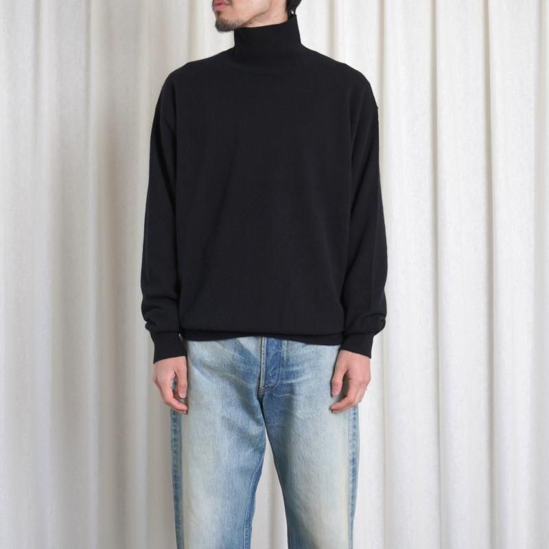 25A/WۡAURALEE ꡼ BABY CASHMERE KNIT TURTLE / TOP BLACK