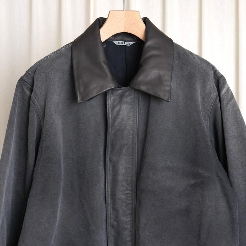 25A/WۡAURALEE ꡼ PRODUCT DYED ORGANIC COTTON DUCK BLOUSON / FADED BLACK