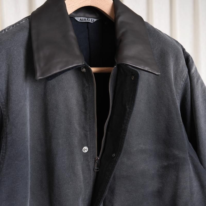 25A/WۡAURALEE ꡼ PRODUCT DYED ORGANIC COTTON DUCK BLOUSON / FADED BLACK