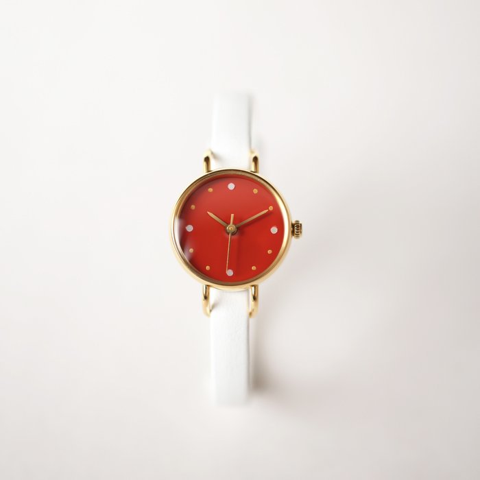 はなもっこ 赤漆 ゴールドケース レディース C Brain シーブレーン公式 シンプルなハンドメイド腕時計