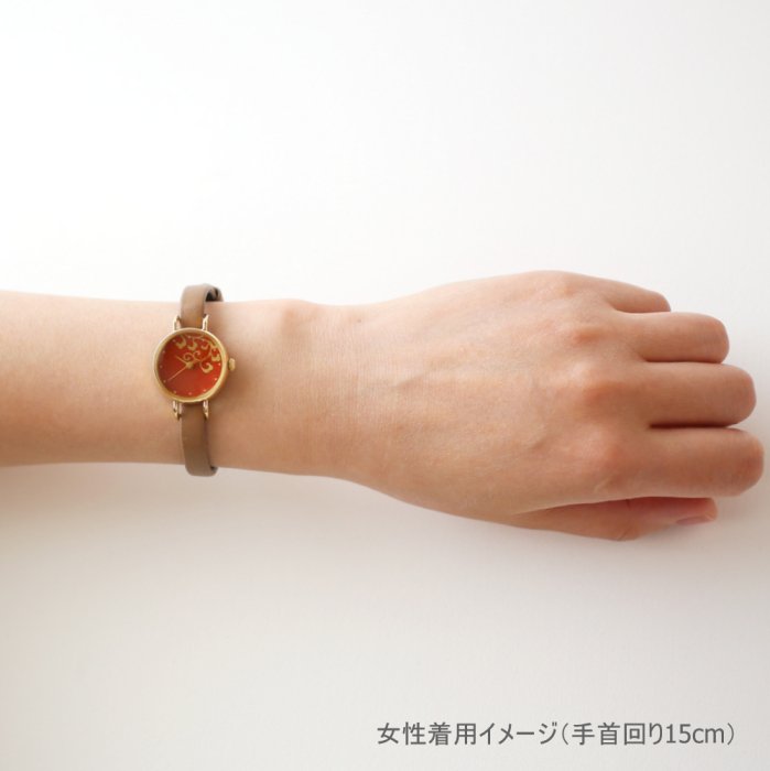 蒔絵 赤漆に唐草 レディース腕時計 ｜ 日本の美を楽しむシンプルな手作り腕時計【はなもっこ】