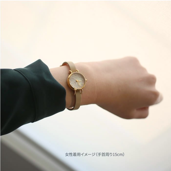 別誂》 こないろ 桜鼠に水金箔ちらし レディース腕時計 ｜ 日本の美を楽しむシンプルな手作り腕時計【はなもっこ】