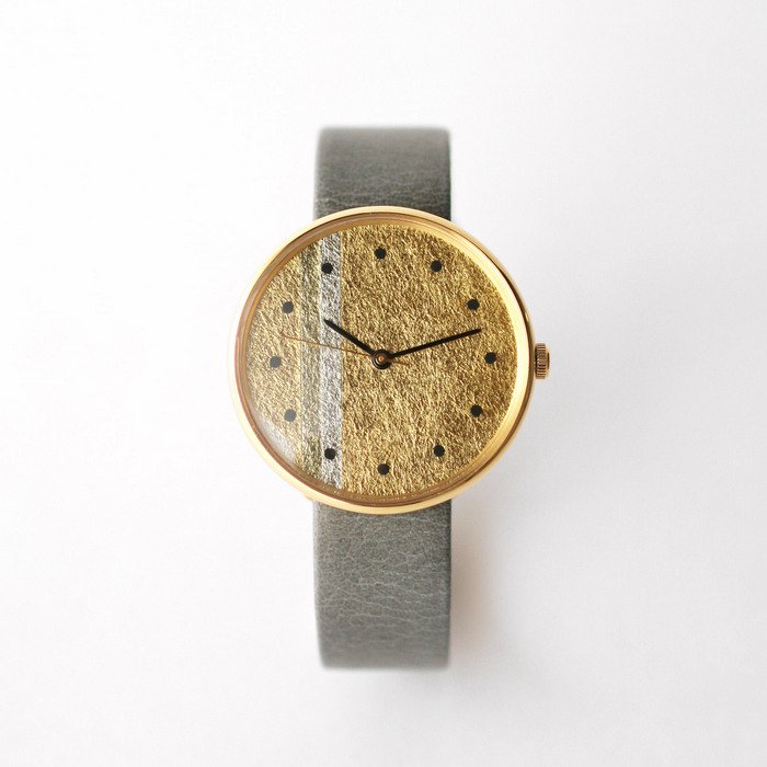 金箔（四号色） かさねシリーズ ユニセックス腕時計 ｜ 日本の美を楽しむシンプルな手作り腕時計【はなもっこ】