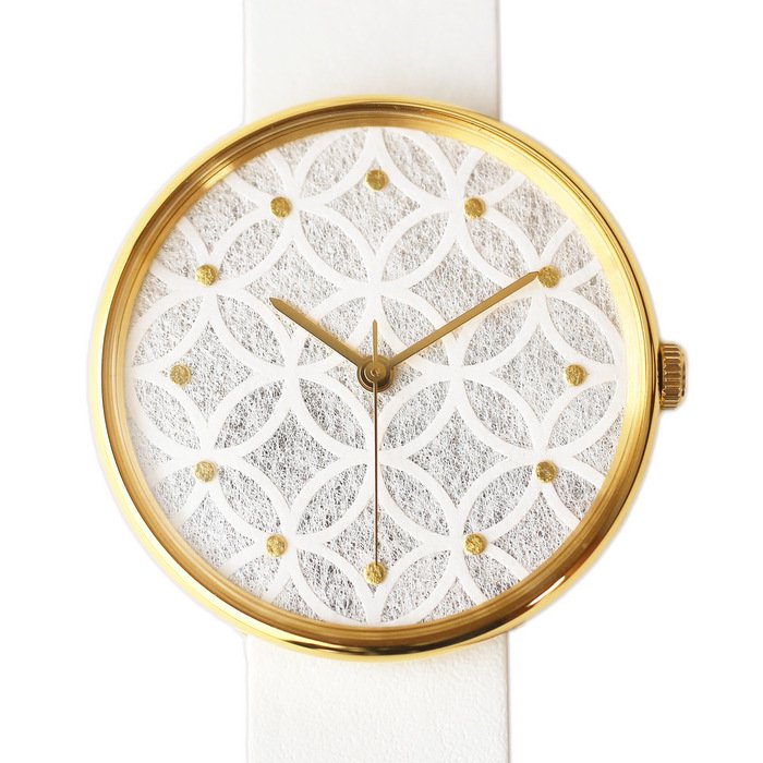 紋切り 七宝紋 ゴールド・ユニセックス 腕時計 ｜ 日本の美を楽しむシンプルな手作り腕時計【はなもっこ】