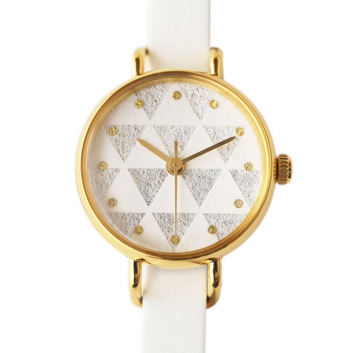 紋切り 鱗 ゴールド・レディース 腕時計 ｜ 日本の美を楽しむシンプルな手作り腕時計【はなもっこ】