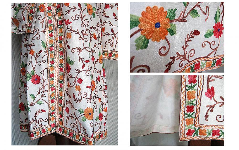 カシミール刺繍のインドジャケット、インドのアウター、インド刺繍