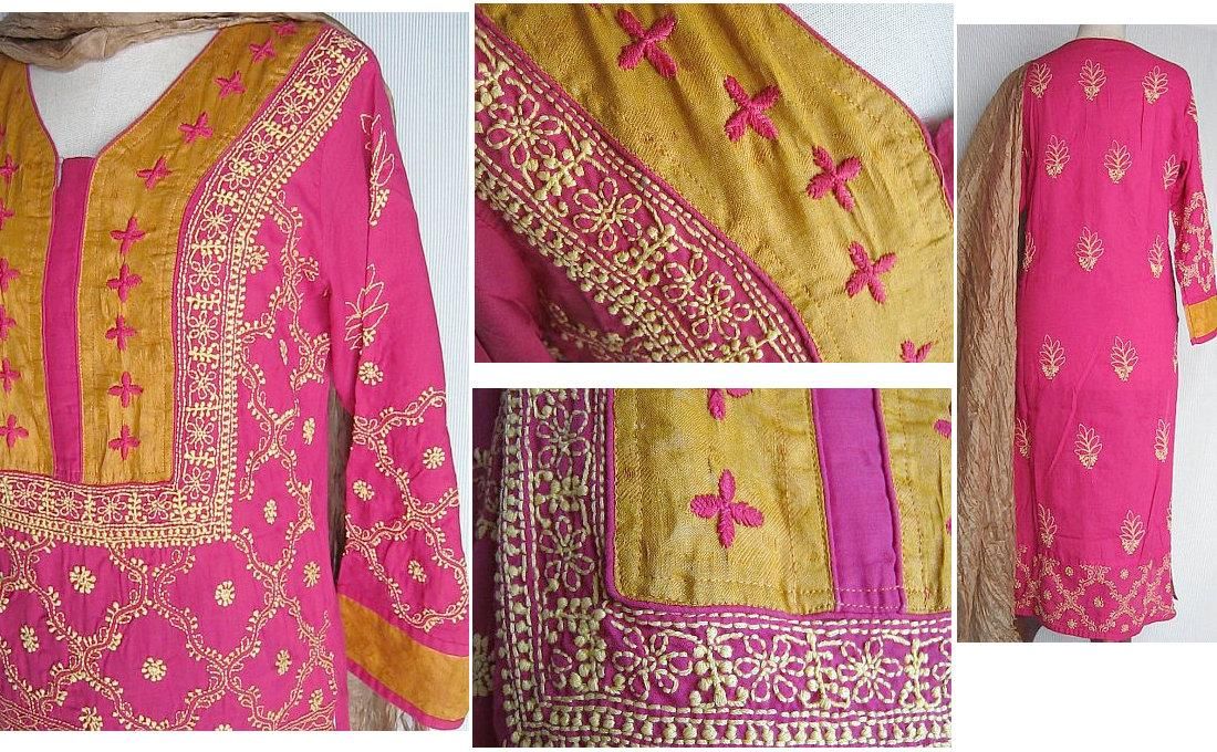インド刺繍のブラウス(チュニック)、ラクナウチカン刺繍のブラウス(チュニック)、インドの刺繍 - パンジャビドレス、サリー、ランガードレス(レンガチョリ)、クルティ、インドアクセサリーとインド民族衣装の通販ショップindia import shop 『mantra』 インドチカンワーク刺繍サリー