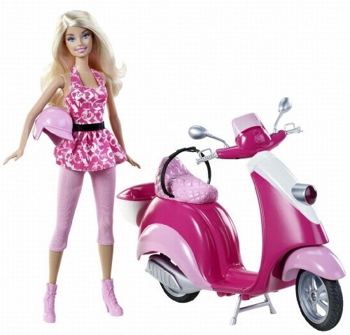 Tredje jeg lytter til musik Becks New Girls Gift Barbie Glam Scooter Playset Pink Vespa and Doll 2011 X5448  NEW - バービー人形の通販・販売なら【ピーチェリノ】