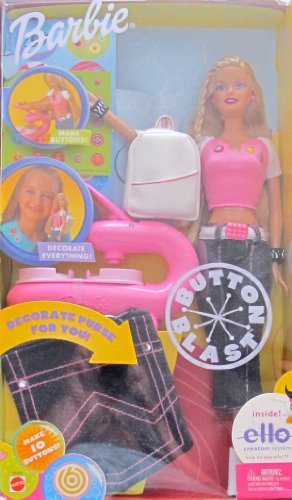 BARBIE BUTTON BLAST DOLL with ELLO CREATION System, BUTTON MAKER & More!  (2002) - バービー人形の通販・販売なら【ピーチェリノ】