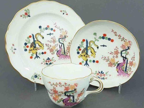 Meissen マイセン/※稀少型 シノワズリ柿右衛門様式 鳥東洋蓋物