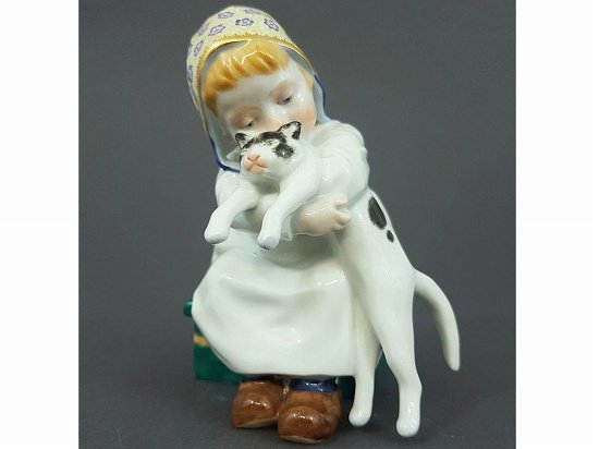 マイセン フィギュア ヘンチェル人形 猫を抱く少女 ｜マイセン専門店