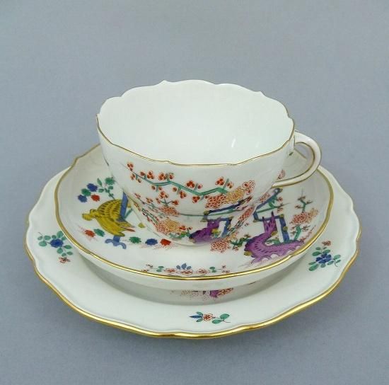 良好品】 マイセン 柿右衛門様式 竹虎紋 色絵皿 一級品 美品 Meissen 