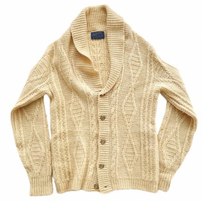 Vintage cable design knit cardigan "PENDLETON"