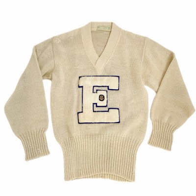 60's VINTAGE lettered knit "E"