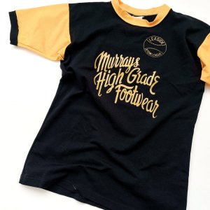 80s Vintage Bi-color T-shirt "Muvays & high grads footwear"