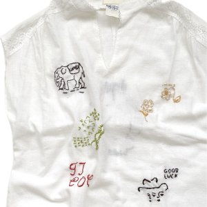 "TICOG original" VINTAGE embroidery cotton lace blouse
