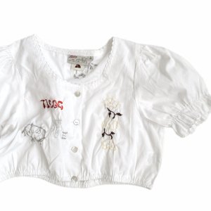 "TICOG original" VINTAGE embroidery cotton short blouse
